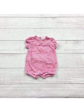 Absorba Pink Floral Infant Snap Romper Bow Accents Ruffle Back 3-6 Months